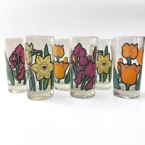 Vintage Jonquil Tulip Iris Drinking Glasses